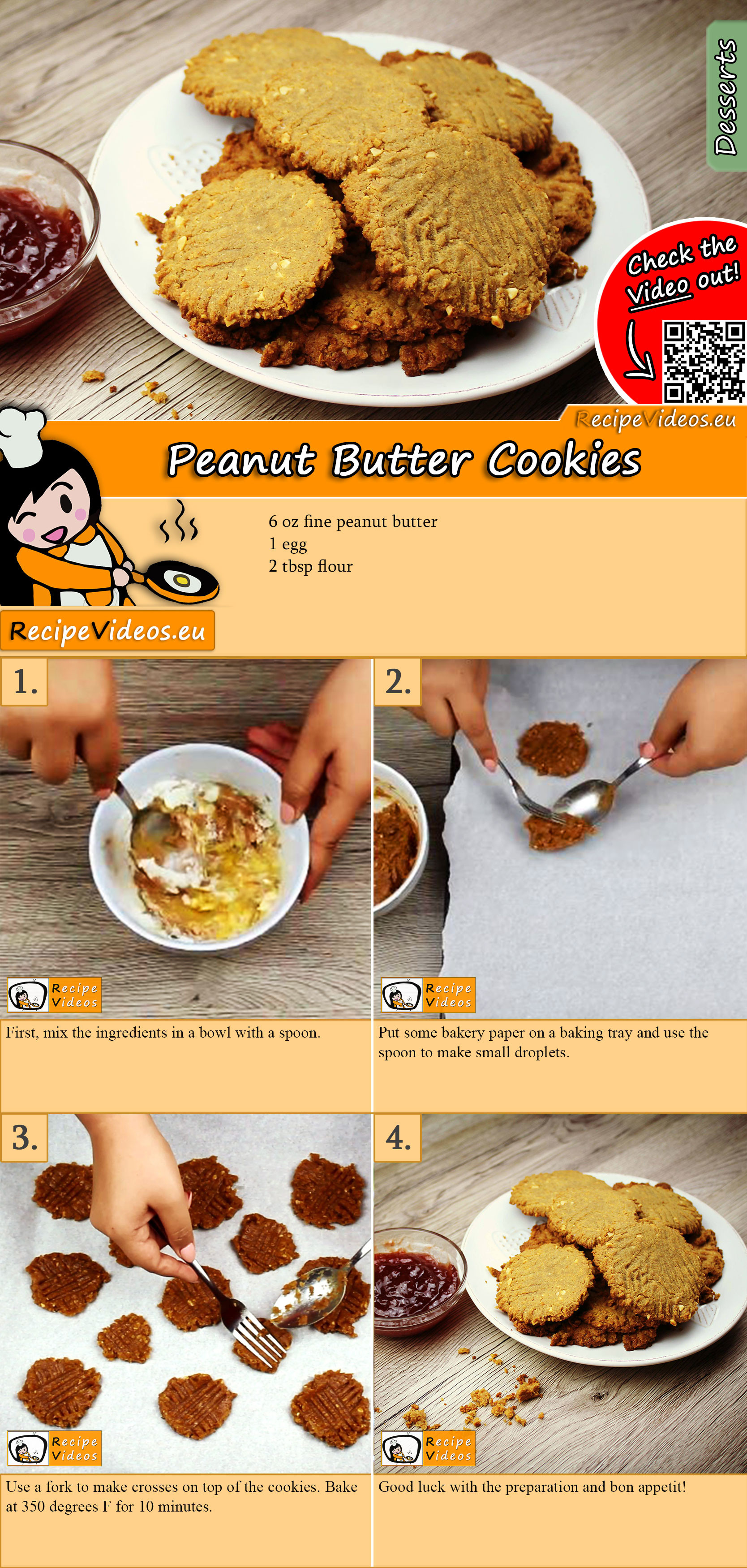 Peanut Butter Cookies recipe with video