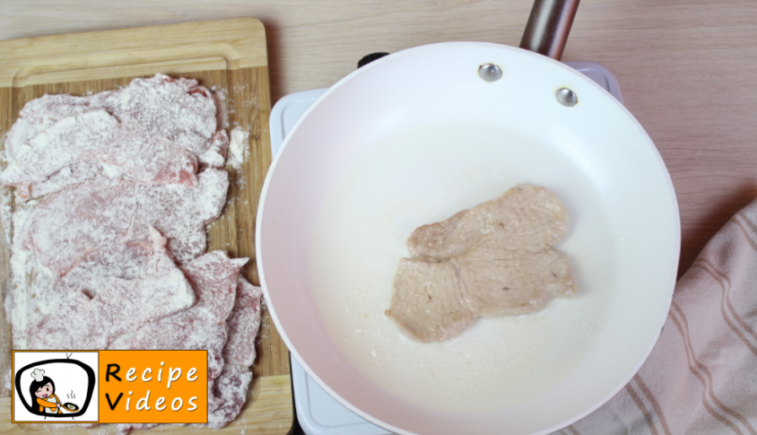 Pork schnitzel Bakonyi style recipe, prepping Pork schnitzel Bakonyi style step 2