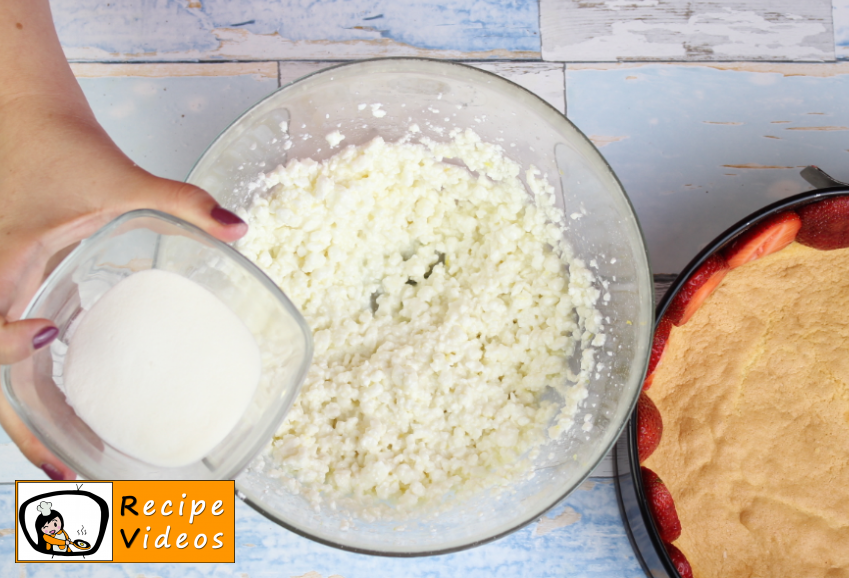 Strawberry curd cake recipe, prepping Strawberry curd cake step 7