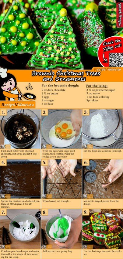 Brownie Christmas Trees and Ornaments recipe with video