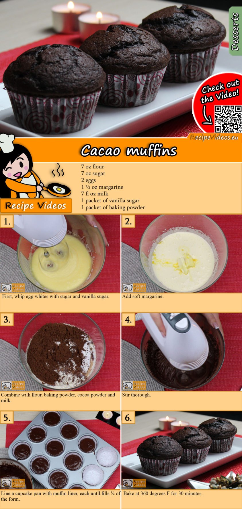 Cacao muffins recipe with video