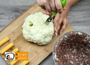 Cheese filled cauliflower wrapped in meat recipe, prepping Cheese filled cauliflower wrapped in meat step 3