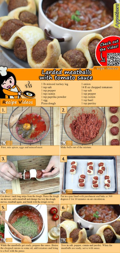 Larded meatballs with tomato sauce recipe with video