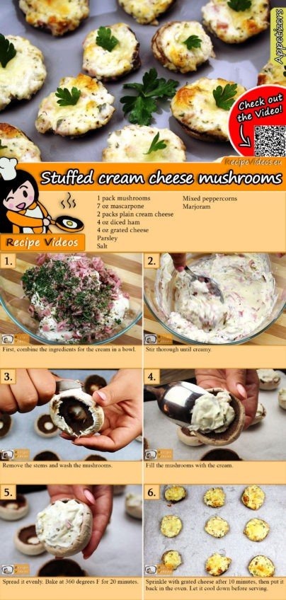 Stuffed cream cheese mushrooms recipe with video